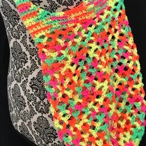 Handknit Neon Reusable Shopping Bag